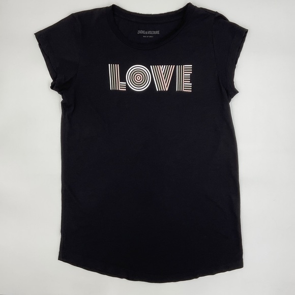 Zadig & Voltaire LOVE Skinny Print Short Sleeve Tee Rare Women’s Size Medium - Picture 11 of 16